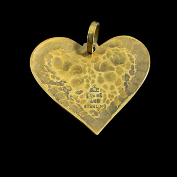 Vintage RARE Retired Jeep Collins Brass & Sterling Handmade Dove Heart Pendant - Picture 11 of 13